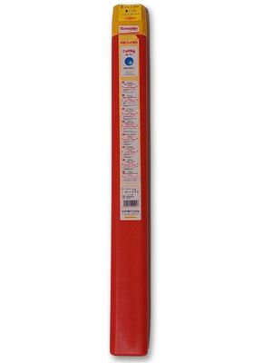 a close up of a red fire extinguisor on a white background