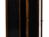 an image of a wooden case with two doors open on a white background