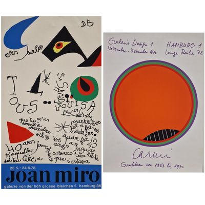 two posters with different designs on them, one of which is a circle and the other of which is a