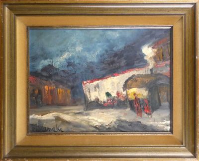 une image représentant une peinture d'un train sur une voie ferrée