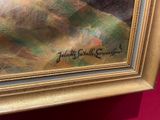 an image of a painting of a man with a hat on a red wall