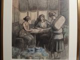 painting of a group of people sitting around a table playing cards