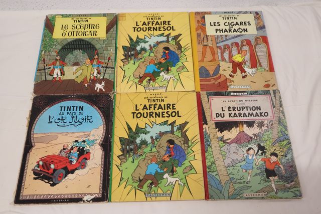 Lot de bandes dessinées : Tintin. 6 volumes dont l’affaire Tourne...