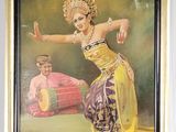 tableau représentant une femme en robe jaune et un homme en chemise rose