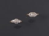 a pair of diamond and gold rings
