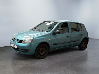 a picture of a small blue car in a white room