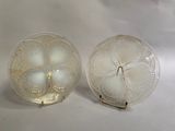 deux assiettes en verre posées sur une surface blanche