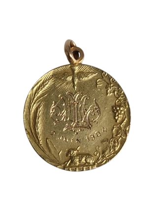 Médaille pieuse en or chiffré, Poids. - Photo 1