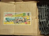 a cardboard box with a picture of a train on it