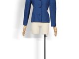a mannequin with a blue jacket on a stand