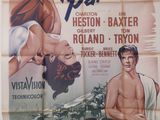 une vieille affiche de cinéma représentant un homme et une femme à cheval