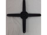 a close up of a black metal cross on a white background