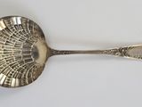 a silver spoon that is sitting on a table