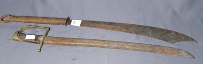 pair of old and rusty knifes on a white surface
