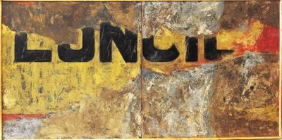 une image représentant une peinture d'une enseigne sur laquelle on peut lire « déjeuner »