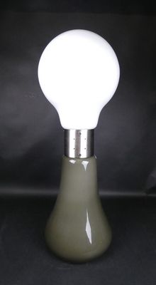 Luminaire: Lampadaire en verre soufflé et monture chromée d'…