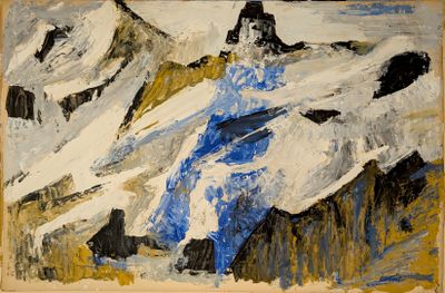 an image of a painting of a woman in a blue dress