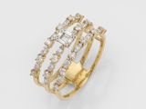 une bague en or et diamants, ornée de trois rangées de diamants