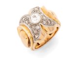une image d'une bague en or et diamants sur fond blanc