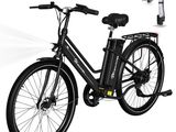 un vélo noir avec un panier et une paire de ciseaux