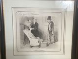 an old picture of a man and a woman talking to each other