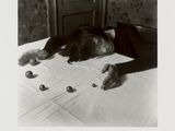 a black and white photo of a person laying on a bed