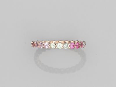 a multicolored sapphire and diamond ring