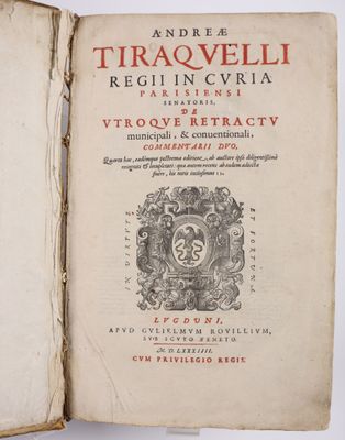 TIRAQUEAU (André). De Utroque Retractu, Municipali, et Conve… - Photo 1