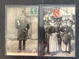 two old postcards of a man and a woman