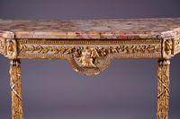 Rare console néoclassique en bois sculpté, doré et laqué. (photo 2)
