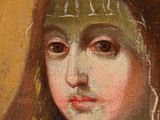 an old painting of a woman with a veil on her head