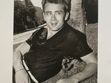 une photo en noir et blanc d'un homme avec un ours en peluche