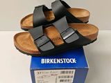 Sandales Birkenstock pour homme en cuir noir, à enfiler, neuves dans leur boîte d'origine