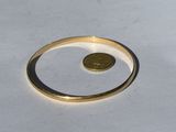 a gold ring with a coin in it on a white surface