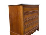 an image of a wooden chest of drawers with a marble top