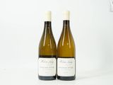 deux bouteilles de vin blanc posées l'une à côté de l'autre sur une surface blanche
