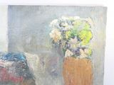 une peinture de fleurs dans un vase sur une table