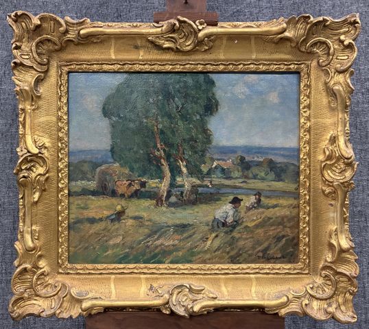 Fernand MAILLAUD (1862-1948) « La moisson en Berry ». Huile sur t...