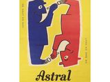 une affiche jaune et bleue sur laquelle figurent un homme et un poisson