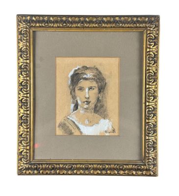 portrait of a young woman in a gold frame