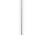 the floor lamp is red and has a metal pole with a red shade