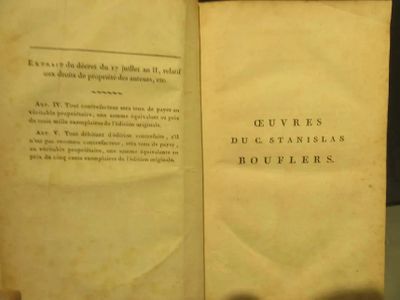 112.61 - Oeuvres DU C. Stanislas Boufflers, AN XI .