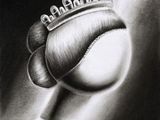 black and white drawing of a woman with a crown on her head