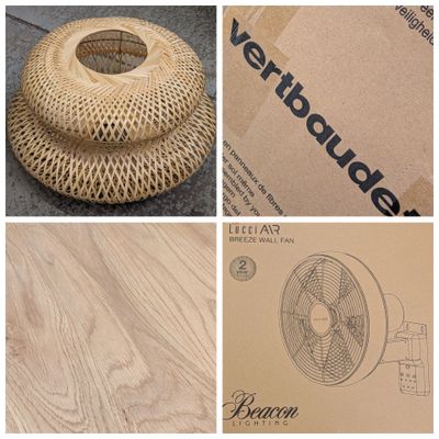 several pictures of a bunch of items that are on a table
