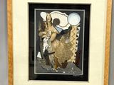 painting of a woman sitting on a chair with a dog