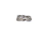 sterling silver ring with a twisted band and a single diamond