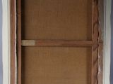 an image of a window frame is being painted with a brown paint