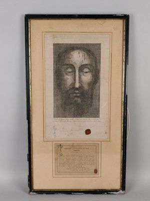 un dessin en noir et blanc représentant le visage d'un homme, dans un cadre