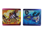 deux sous-verres représentant des personnages de Pokémon sur fond blanc