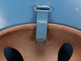 a close up of a helmet with a strap on it